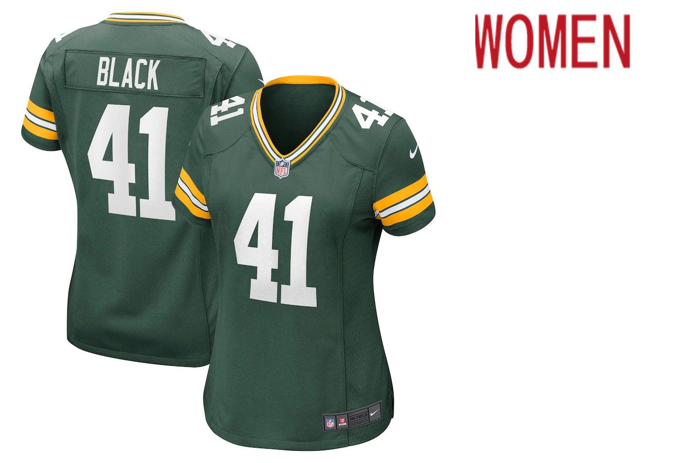 Women Green Bay Packers #41 Henry Black Green Nike Game Player NFL Jersey